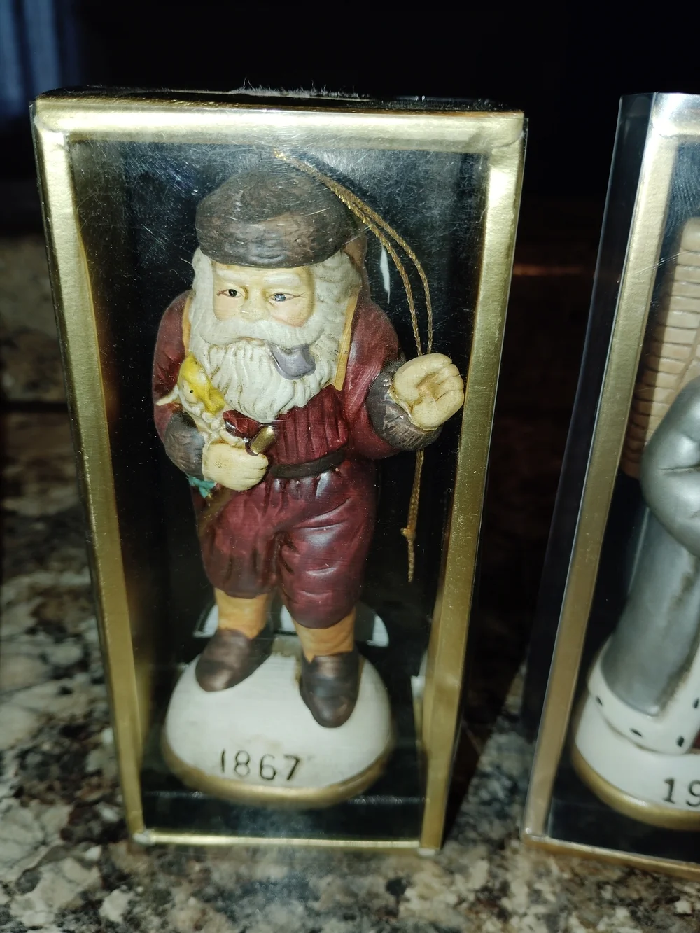 Vintage Ceramic Santa Figurine Ornament Christmas Multi-Color New